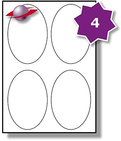Label Planet® 4 Per Sheet 50 Sheets (200 Large Oval Sticky Labels) A4 White Paper Plain Matt Laser/Inkjet/Copier Printer Printable Stickers, 95x134mm, LP4/95OV Useful for Wine Bottles/Jars