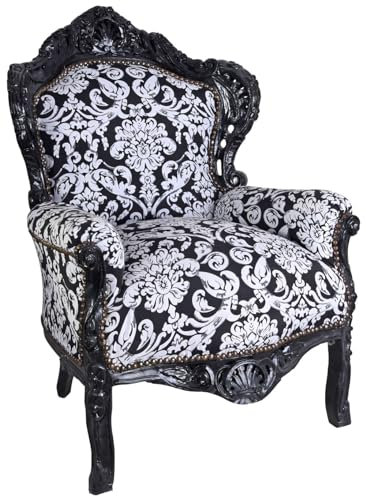 Barockstuhl Sessel Blumenmuster Stuhl Barock Ohrensessel Antik Armlehnstuhl Holz neu cat588c10 Palazzo Exklusiv