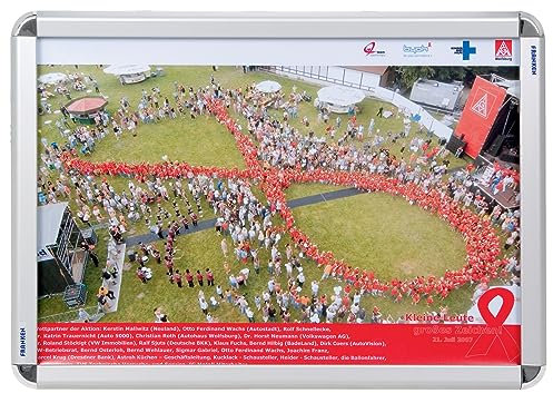 FRANKEN Wechselrahmen, Standard A2 Plakatrahmen, Aluminium-Klapprahmen 32 mm breit, Info-Rahmen für den Innenbereich in Büro, Schule, Restaurant, Hotel, öffentliche Einrichtungen, BS0801