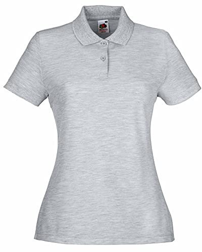 Fruit of the Loom Womens Lady-Fit 65/35 Short Sleeve Polo Shirt (XL) (Heather Grey)
