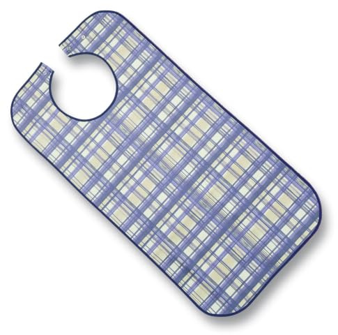 SUPRIMA Ess-Schürze Polyester Druckverschluss hellblau kariert