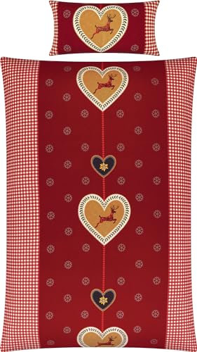 Kaeppel Bettwäsche Feinbiber rot Größe 1x 135x200 cm + 1x 40x80 cm