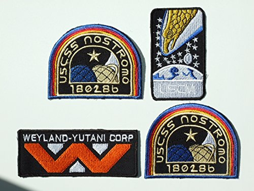 ALIEN Movie Weyland Nostromo USCM Colonial Marines Eagle Crew [4 patch set] Bügelbild Aufnäher Applikation Emblem