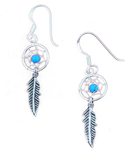 Ohrringe Ohrhänger Traumfänger mit Türkis 925er Sterling Silber 12 mm Ø Country Western