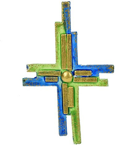 Efco Wachs Deko Kreuz 110 x 63 mm 1 Stück blau grün Gold