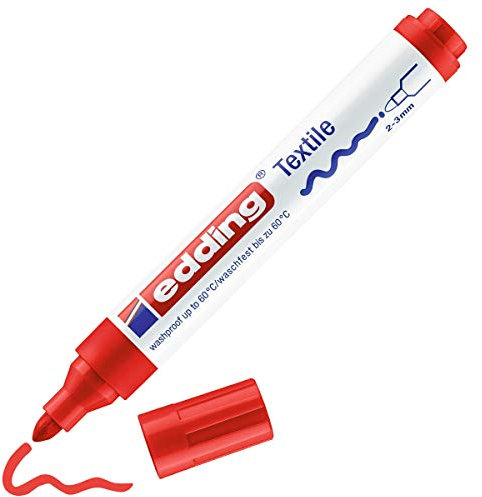 Edding 4500 TEXTILE T-SHIRT FABRIC PEN RED MARKER PEN 2-3mm Line, 4-4500002