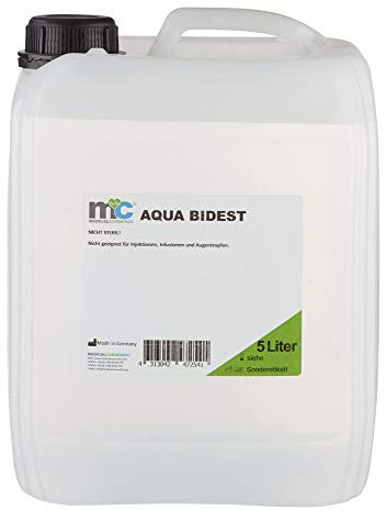 Medicalcorner24 Eau de laboratoire filtrée de façon stérile et déminéralisée par osmose Bidon de 5 l