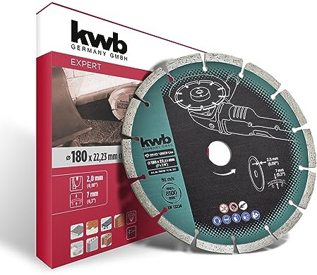 kwb CUT-FIX® Green-Line Diamanttrennscheibe ø 180 mm mit segmentiertem Turborand, hohe Lebensdauer, gesintert und mit 22,23 mm Bohrung