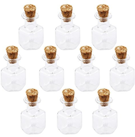 Mini Glas Kork Flaschen Quadrat Kubisch Jars Vials Wunsch Bottle Love Note 10 Stk.