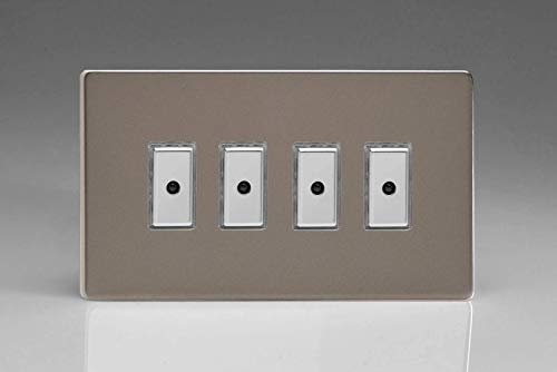 Varilight Flat Plate Screwless Pewter Eclique 2-1 Gang 1 x 100W Multi-Way Remote/Touch Control V-Pro Dimmer Master Unit