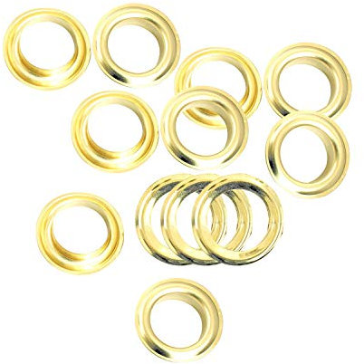 Trimming Shop 100 X 20mm Ösen mit Scheiben für Banner und Leder - Tüllen für Bänder, Schnürung und Stoff in Kunst und Nähen Projekte für Beutel Scrapbooking und Kleidung Reparatur - 20 mm, Gold, 20mm