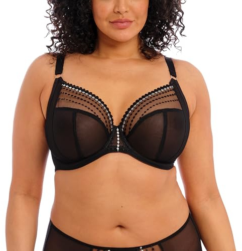 Elomi Women's Plus Size Matilda Underwire Plunge Bra, Black, 40FF