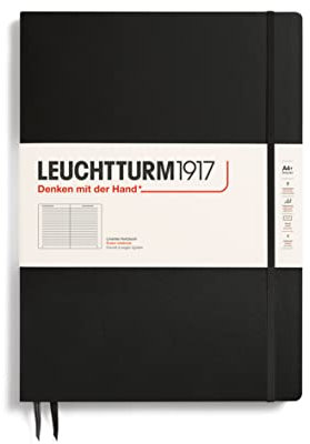 LEUCHTTURM1917 334917 Notizbuch Master Slim (A4+), Hardcover, liniert, schwarz