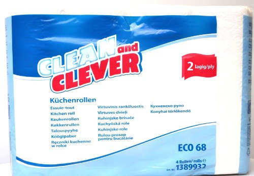 ECO68 Küchenrolle 2lg 26x22cm CLEAN and CLEVER 4 Rollen Folienpaket