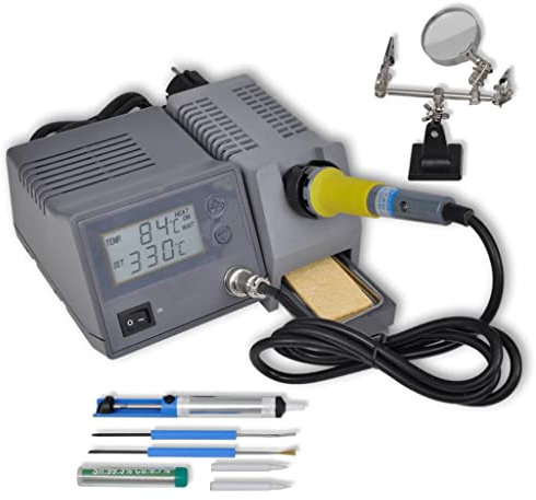 vidaXL Stazione Digitale di Saldatura 4 8W Regolabile con Accessori Saldatore