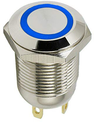 Mintice 12mm con LED Azul Luz 2A Botón Pulsador Momentáneo del Interruptor Basculante de Metal Inoxidable Resistente al Agua del Barco del Coche