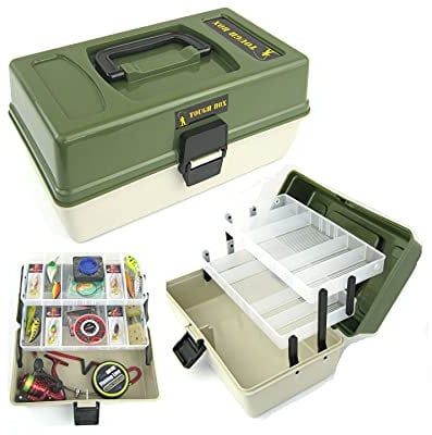 Roddarch© Fishing Tackle Box 2 Tray Cantilever 'Tough Box' Sea Coarse Game Fishing