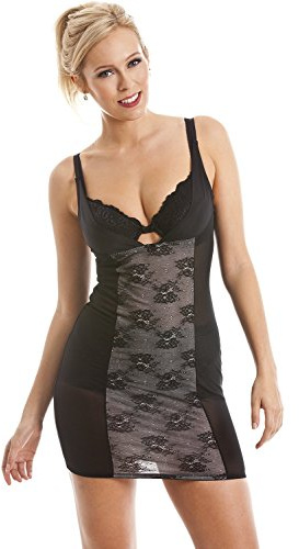 Camille Womens Floral Lace Under Bust Body Shaper - Ladies Lightweight Control Dress with Adjustable Straps To Ensure A