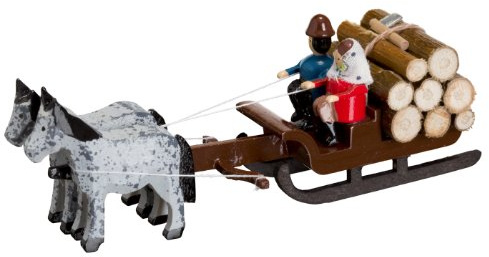 Rudolphs Schatzkiste Pferdeschlitten mit Waldarbeiter Miniaturgespann Länge 9cm NEU Gespann Mini Miniatur Seiffen Erzgebirge Pferdefuhrwerk Setzkasten Pferdegespann Dekoration Ganzjahresdekoration
