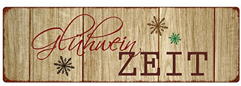 Interluxe METALLSCHILD Türschild GLÜHWEIN Zeit Winter Weihnachten Geschenk Shabby Vintage