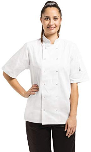 Whites Chefs Clothing Vegas Unisex Polycotton Chefs Jacket Short Sleeve, M / Med / Medium, White, Chest Size: 40-42 inch / 102-107 cm, Double Breasted, Machine Washable, A211-M