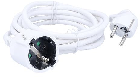 as - Schwabe Kunststoff-Verlängerung – 3 m PVC-Leitung mit Schutzkontaktstecker & Schutzkontaktkupplung – 230 V / 16 A Schuko-Verlängerungskabel mit Kunststoffummantelung – IP20 – Weiß, 50311