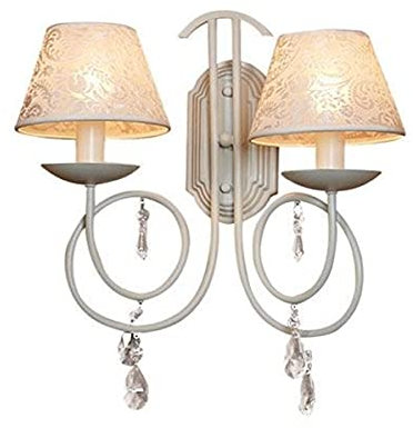 Casa Padrino Barock Wandleuchte mit Kristall-Deco, Weiss - Leuchte Lampe