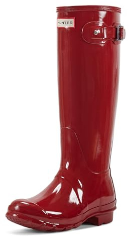 Hunter Original Gloss, Damen Kniehohe Stiefel mit dünnem Futter, Rot (Military Red), 41 EU (7 UK)
