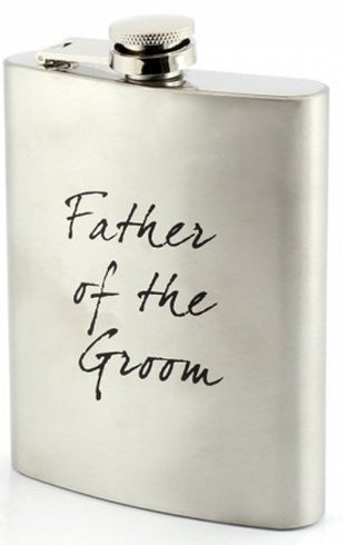 Stainless Steel Pocket Hip Flask - Alcohol Vodka Whisky Holder | 8Oz Wedding Bottle, Gift, Wedding Fun | Special Occasion (Father of Groom)