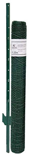 Niederberg Metall Maschendrahtzaun Set - 25m x 1m Zaun - 20 Pfosten - 25x25 Zaunset Verzinkt Grün