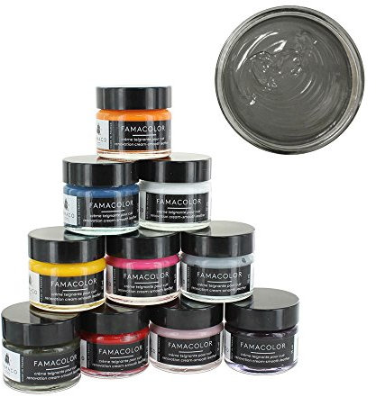 Famaco - Pommadier Famacolor - 15ml - Couleur GRIS 9 - Crème Teignante à Fort Pouvoir Couvrant - Rénove et Recolore les Cuirs Abîmés