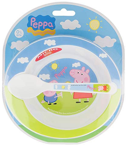 Stor-Peppa Pig-Set microondas 2 piezas 85278, dibujo animado, color negro, Mediano