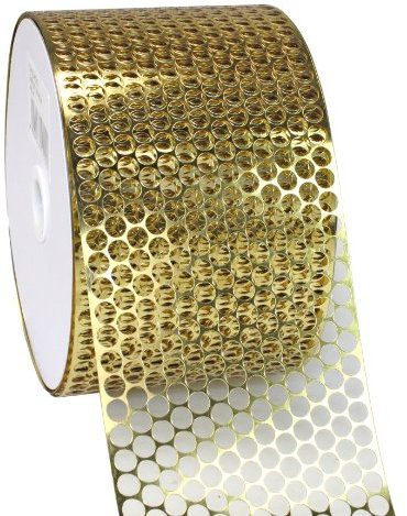PRÄSENT C.E. Pattberg Chicago Dekorationsband Gold, 45 m Geschenkband, 80 mm Breite, Schleifenband zum Dekorieren & Basteln, zum Einpacken für Geschenke