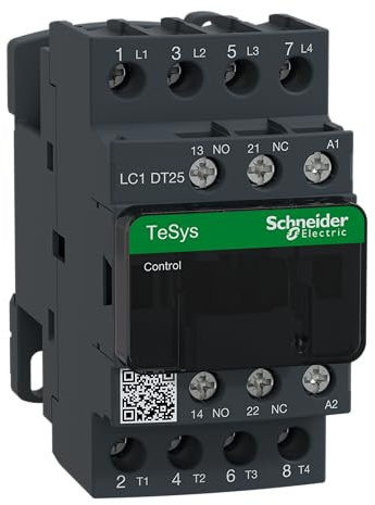 Schneider Electric, TeSys D contactor - 4P(4 NO) - AC-1 - <= 440 V 25 A - 24 V AC 50/60 Hz coil, LC1DT25B7