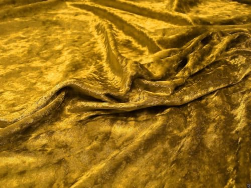 Crushed Velvet Velour Fabric Material - Gold, 1Mtr - 150cmx100cm