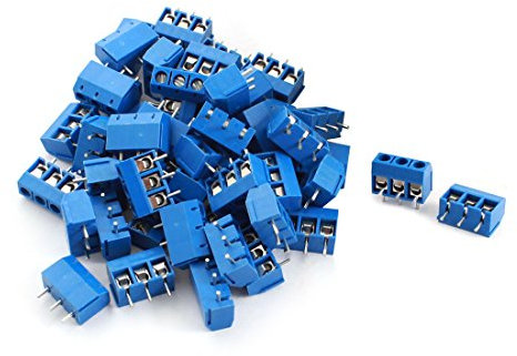 sourcing map 50 Stück 3 Pin 5 mm Pitch Leiterplatte Screw Terminal Block 12A 300V Blau