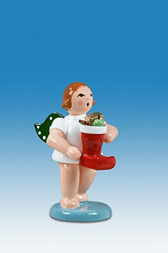 Rudolphs Schatzkiste Holzfigur Engel mit Nikolausstiefel ohne Krone Höhe 6cm NEU Holzengel Instrument Seiffen Erzgebirge Figur Dekoration Holzfiguren Weihnachten Fensterschmuck Spielzeug Deko