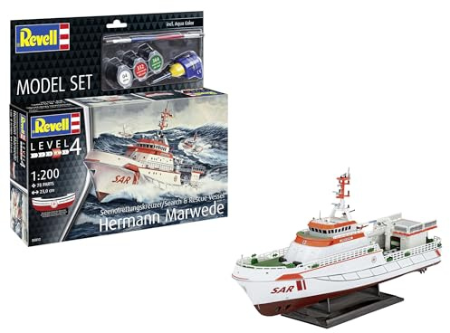 Revell Model Set 65812 S&R Vessel Hermann Marwede 1:200 Scale Unbuilt/Unpainted Plastic Model Kit with Accessories