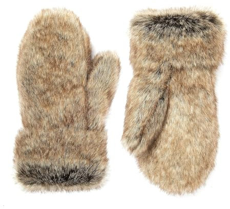 Futrzane Alaskan Fäustlinge - Fellhandschuhe Damen - Handschuhe Winter mit Fell (Grau mit Braun Alaskan)