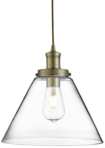 Searchlight 3228AB Pyramid 1 Light Ceiling Light in Antique Brass with Clear Glass