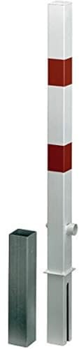 Alberts 781576 Absperrpfosten Passau | wahlweise in verschiedenen Ausführungen | zum Einbetonieren, herausnehmbar | weiß | Pfosten 70 x 70 mm | Höhe über Boden 100 cm