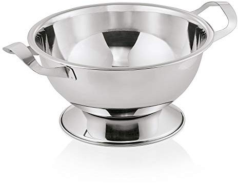WAS 1475 300 Chromnickelstahl Suppenterrine auf Fuß mit Zwei Seitengrifen und Deckel, Deckel mit Löfelaussparung, 3.00 Ltr, Ø 25.0 cm, 14.5 cm Höhe
