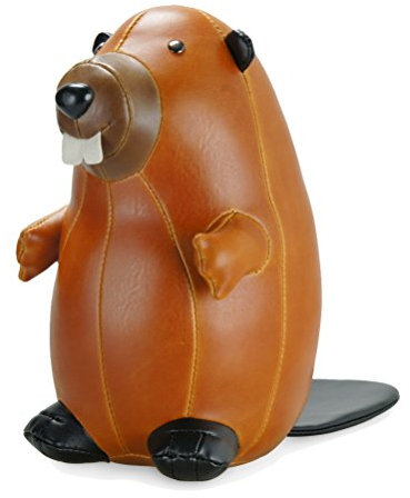 Züny, ZCBV0034, Bieber, Buchstütze, Türstopper, Briefbeschwerer, Kunstleder, Braun-Tan, (1 Kg)
