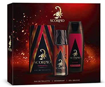 SCORPIO - Coffret 3 produits Inferno - Coffret Cadeau Homme - Eau de toilette flacon 75ml, Gel Douche 250ml et Déodorant atomiseur 150ml