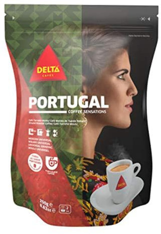 Delta - Café torréfié moulu de PORTUGAL pour machine à espresso ou sac 250g