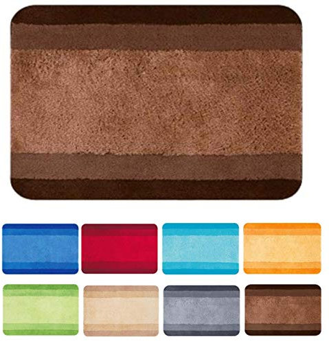 Spirella Badematte | kuscheliger Hochflor | Rutschfester Badvorleger | viele Größen | waschbar 40° | 65x55 cm | Braun