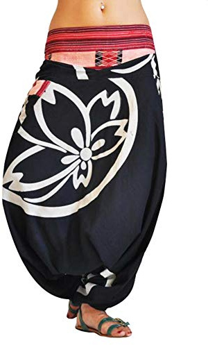 virblatt - Aladinhose Damen & Haremshose Herren | Baumwolle | Goa Hose Sommerhose Hippie Hose Pumphose Pluderhose S-XXL