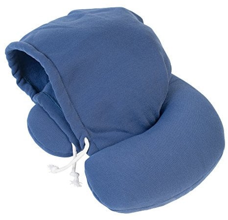 travelstar TS-H-1000 Kapuzen Nackenkissen – das clevere Nackenhörnchen inklusive Kapuze für noch mehr Ruhe & Entspannung, Blau