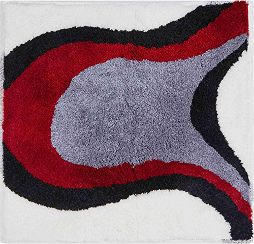 Grund COLANI Exklusiver Designer Badteppich 100% Polyacryl, ultra soft, rutschfest, ÖKO-TEX-zertifiziert, 5 Jahre Garantie, Colani 11, WC-Vorlage o.A. 60x60 cm, weiss-rot