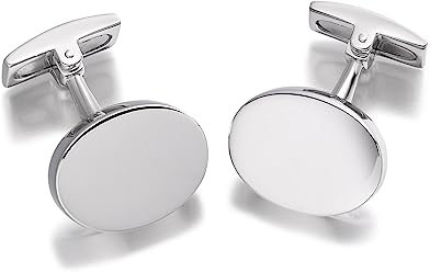 Hoxtons London Herren Sterling Silber Einfache Ovale Manschettenknöpfe